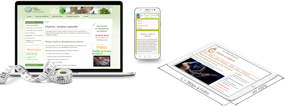 Exemples de pages web de différents sites internet réalisés par géranceweb